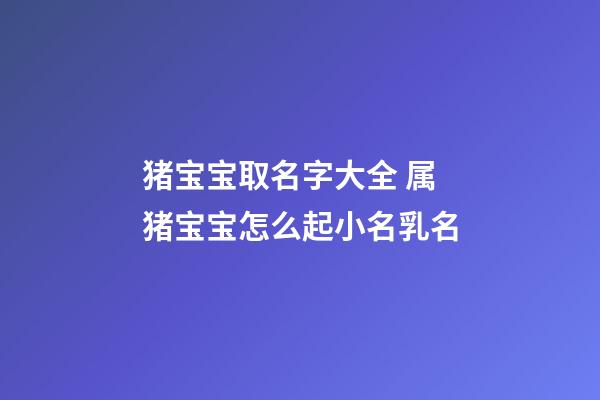 猪宝宝取名字大全 属猪宝宝怎么起小名乳名